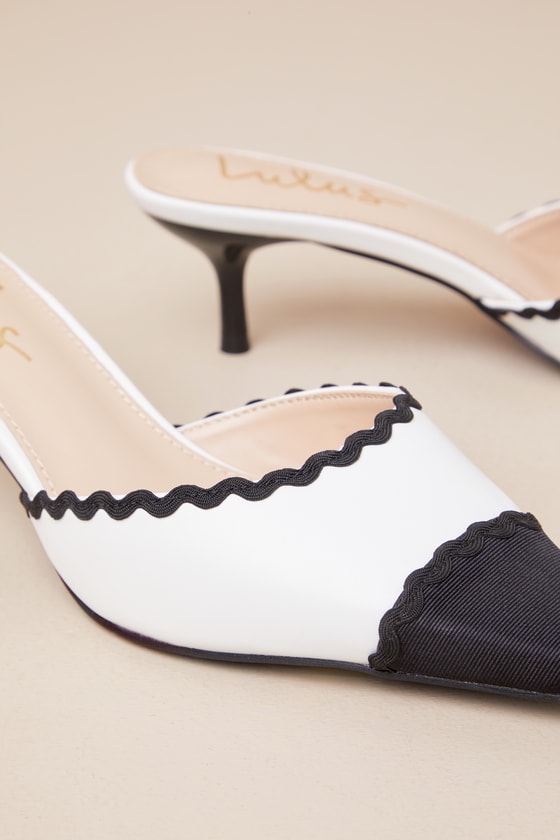 Shop Lulus Calton Black And White Pointed-toe Mules Pumps