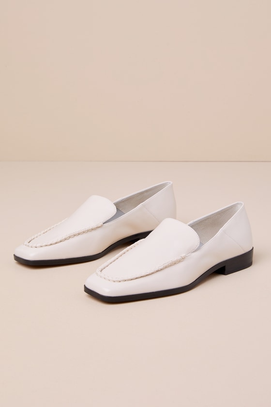 Shop Dolce Vita Beny Ivory Crinkle Patent Leather Square Toe Loafers