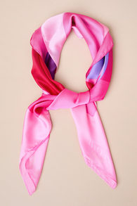 Artistic Energy Pink Abstract Print Satin Square Scarf