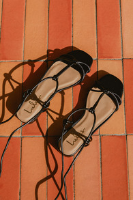 Storyy Black Strappy Lace-Up Sandals