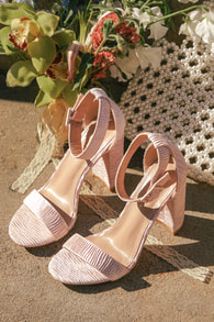 Rozenn Pink Pleated Satin Ankle Strap High Heel Sandals