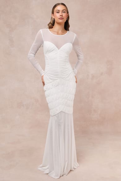 chinese dress ladies Cheap Ivory Long Lace A Line Modest Beach Wedding Dresses with Belt SWD0063 main image 1