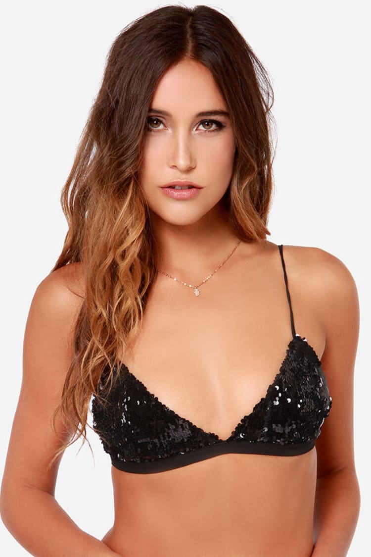 Cute Black Bra - Sequin Bra - Bra Top - Triangle Bra - $29.00 - Lulus