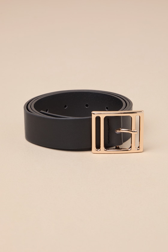 LULUS MODISH MUSE BLACK AND IVORY CUTOUT BUCKLE BELT SET