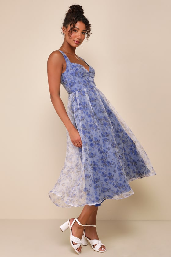 Organza White Top with Blue Tulle Dress