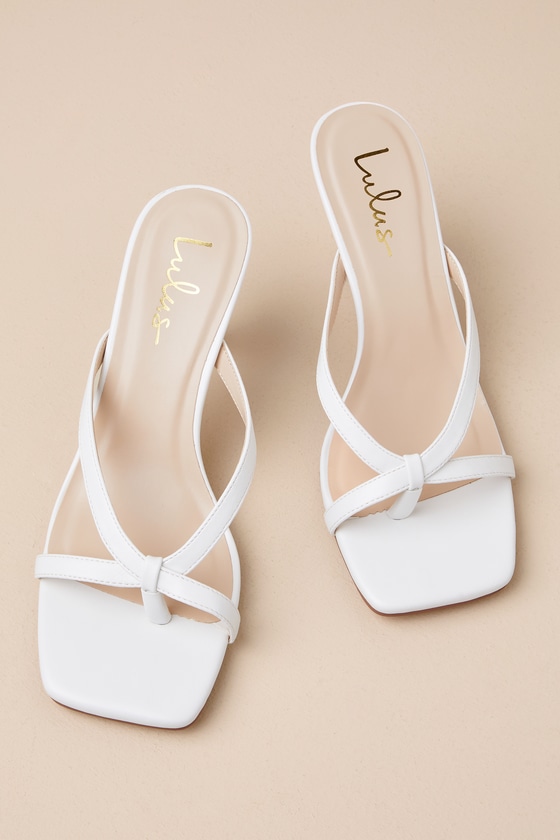 Shop Lulus Beckette White Strappy High Heel Slide Sandals