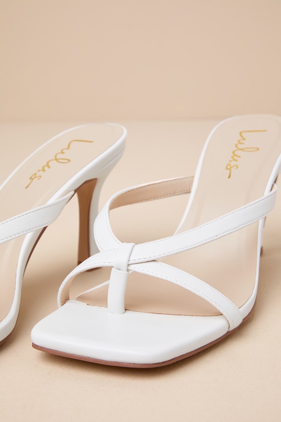 Shop Lulus Beckette White Strappy High Heel Slide Sandals