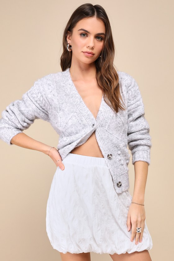Cutest Perspective White Crinkled Mini Bubble-Hem Skirt 3