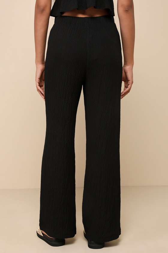 Shop Lulus Popular Personality Black Textured High-rise Wide-leg Pants
