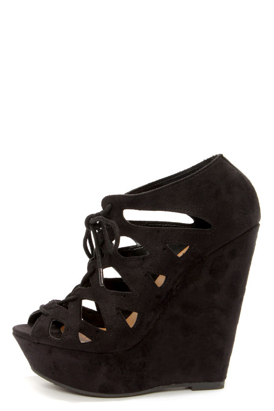 cute black wedge heels