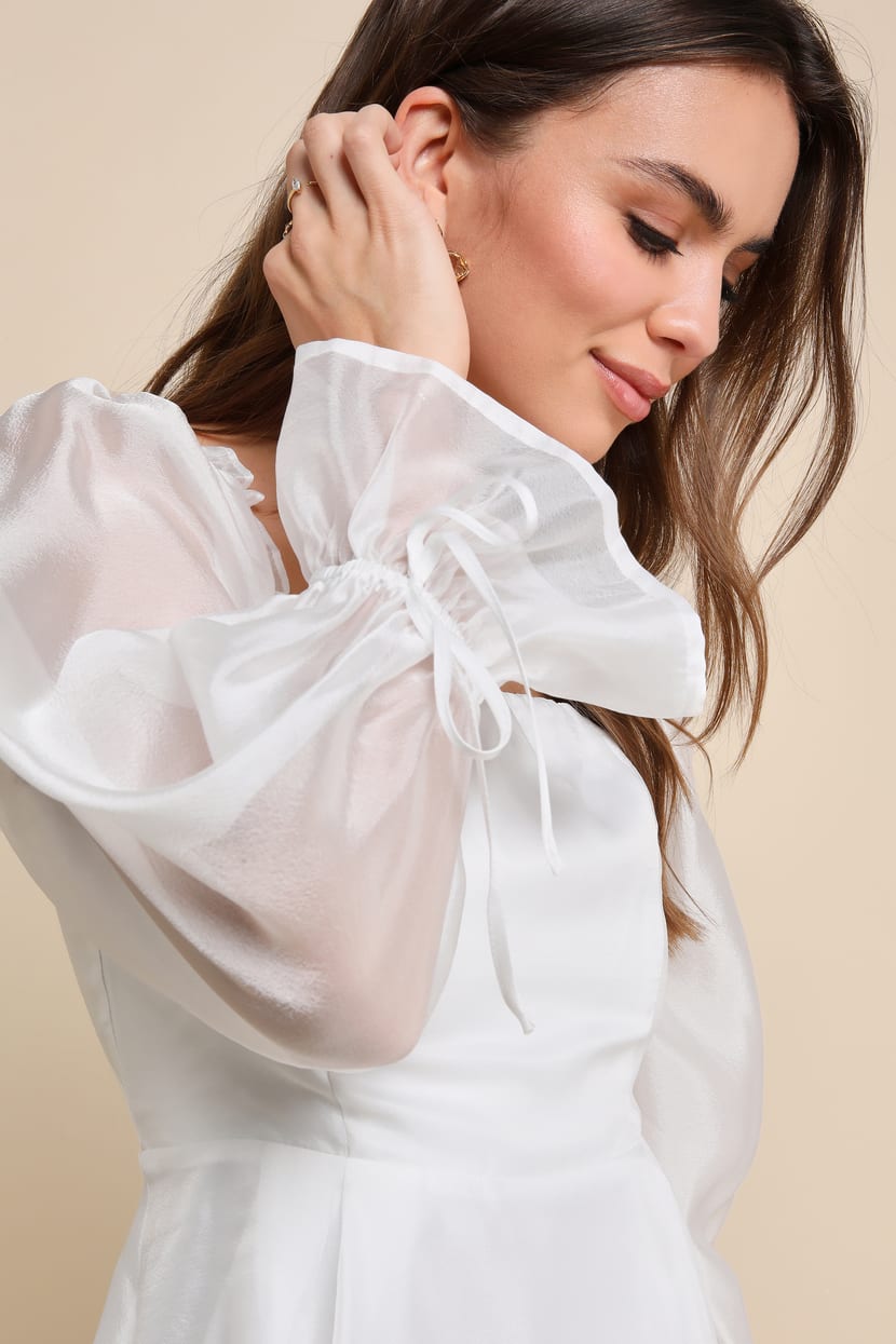 White Chiffon Mini Dress - Ruffled Dress - Off-the-Shoulder Dress - Lulus