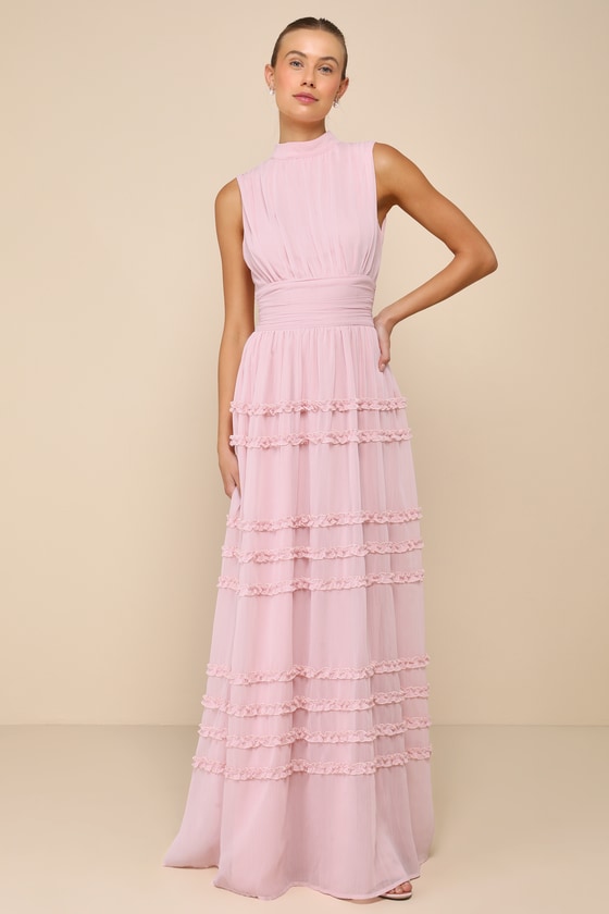 Shop Lulus Enchantingly Sweet Blush Pink Chiffon Backless Maxi Dress