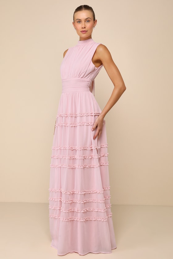 Shop Lulus Enchantingly Sweet Blush Pink Chiffon Backless Maxi Dress