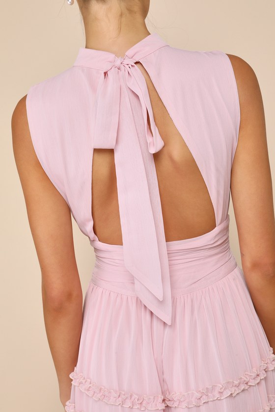 Shop Lulus Enchantingly Sweet Blush Pink Chiffon Backless Maxi Dress