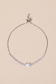 Glittering Poise Silver Rhinestone Toggle Bracelet