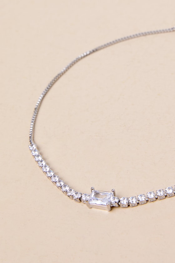 LULUS GLITTERING POISE SILVER RHINESTONE TOGGLE BRACELET