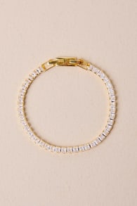 Perfectly Upscale Gold Rhinestone Tennis Bracelet