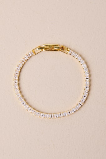 Perfectly Upscale Gold Rhinestone Tennis Bracelet 1