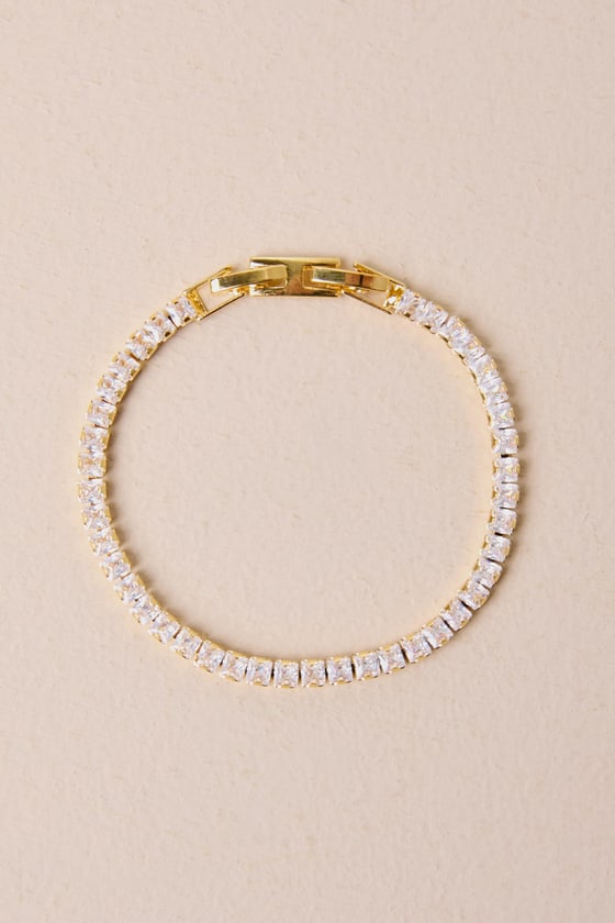 Perfectly Upscale Gold Rhinestone Tennis Bracelet 1