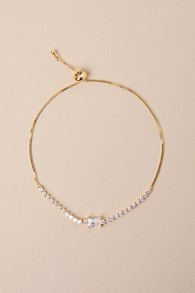 Glittering Poise Gold Rhinestone Toggle Bracelet