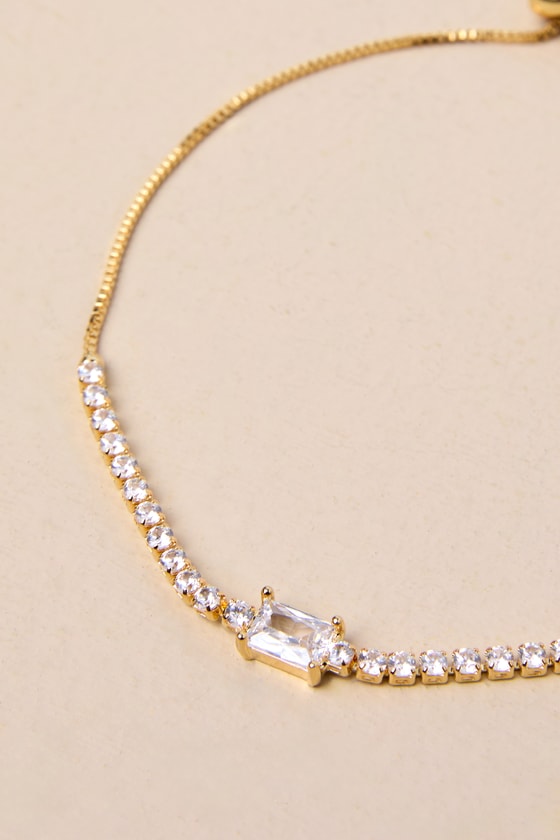 LULUS GLITTERING POISE GOLD RHINESTONE TOGGLE BRACELET
