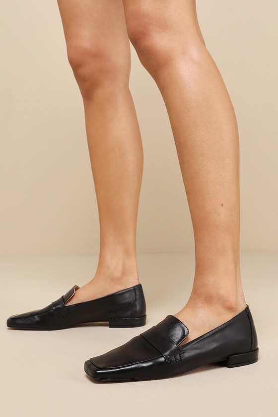 Shop Intentionally Blank Pinky Black Leather Square-toe Loafer Flats