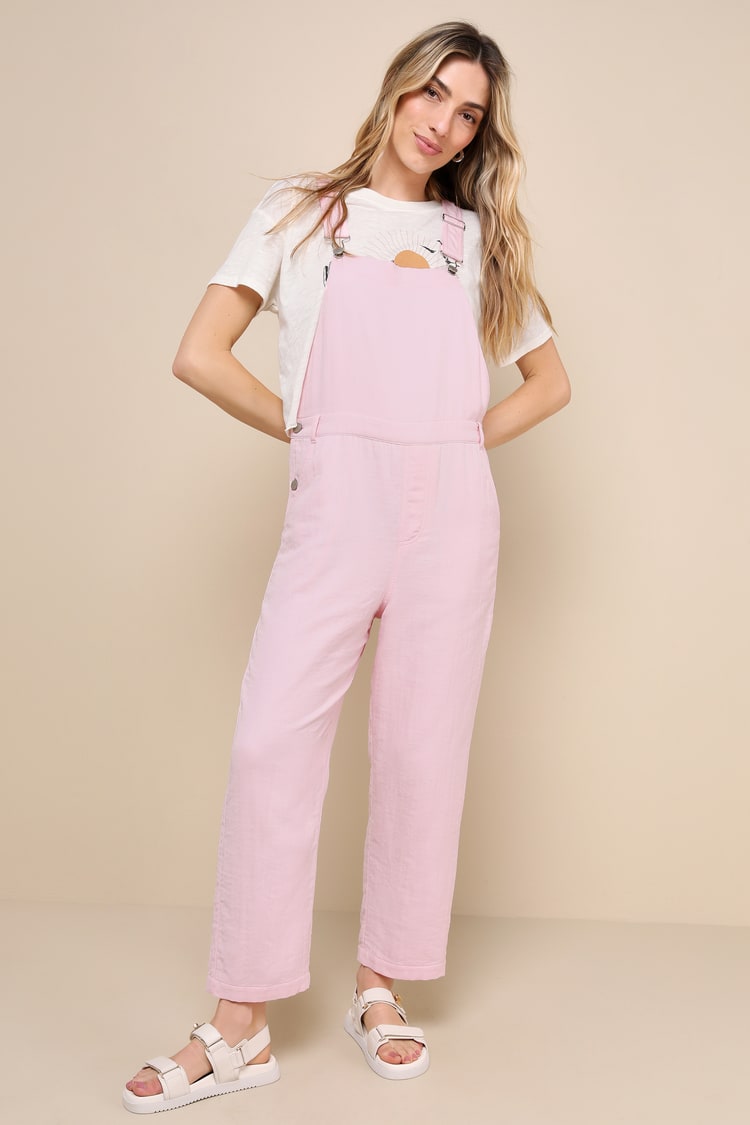 Darling Adventures Light Pink Straight-Leg Overalls