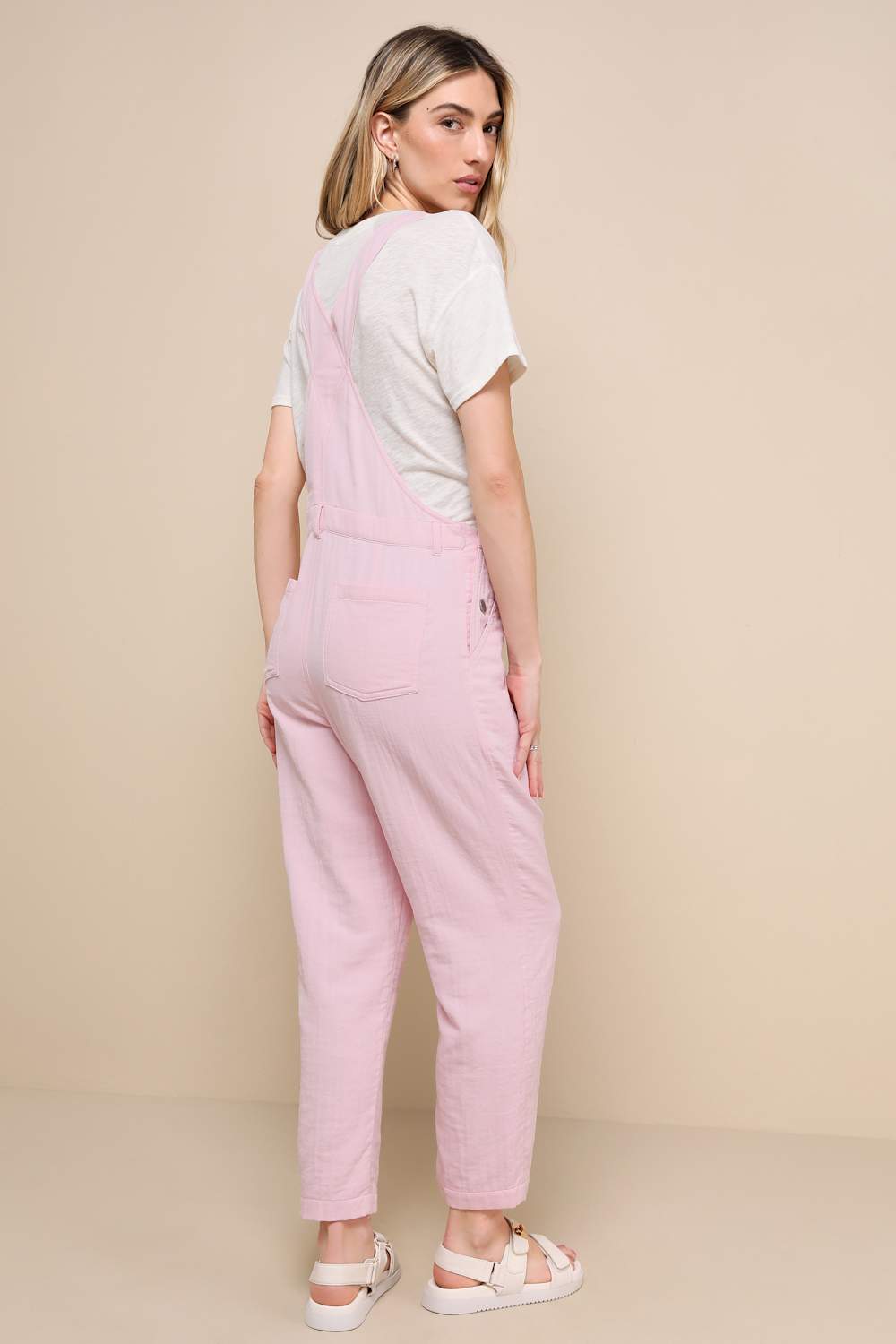Darling Adventures Light Pink Straight-Leg Overalls