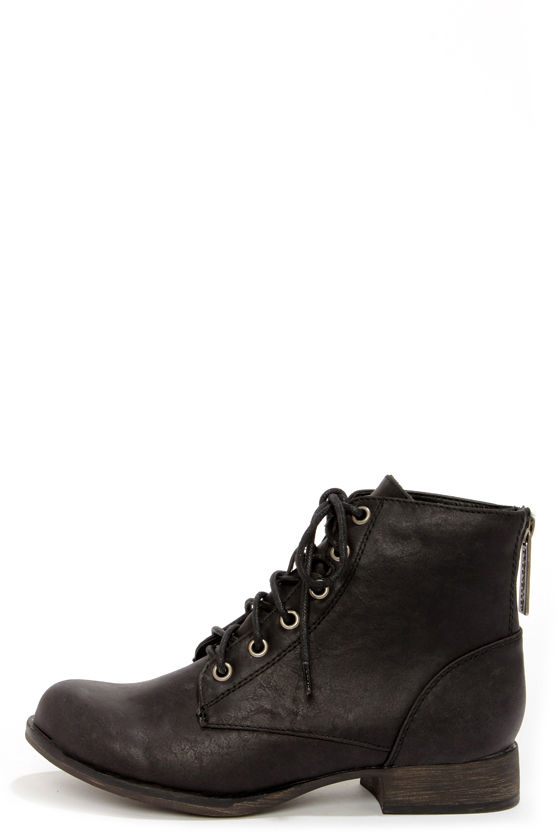 black ankle boots with laces