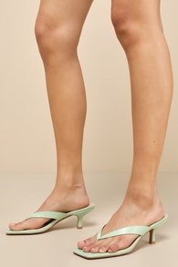 Wistery Mojito Green Kitten Heel Thong Sandals