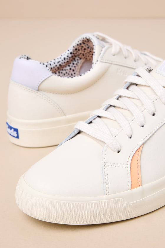 Shop Keds Pursuit Cream Multi Leather Pop Lining Lace-up Sneakers