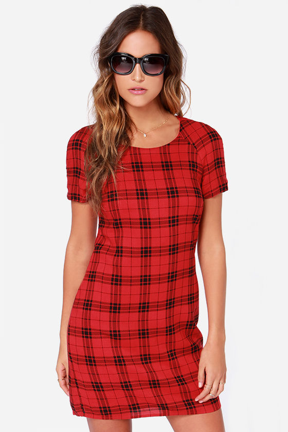 Dress Miss a black-red flannel plaid gr 3840