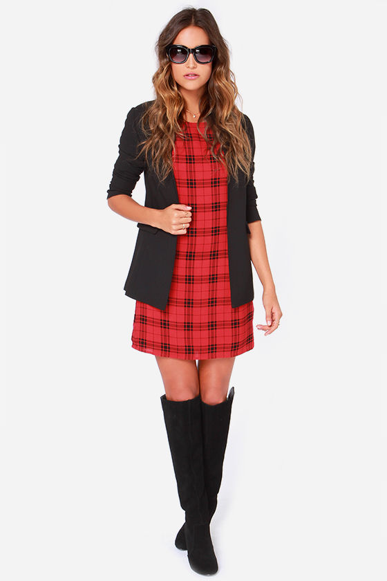 Dress Miss a black-red flannel plaid gr 3840