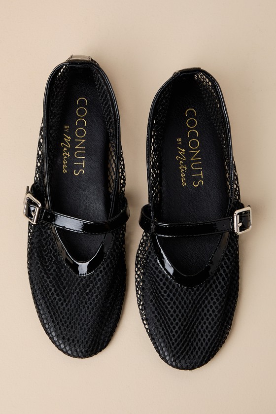 Coconuts By Matisse Nolita Black Mesh Buckle Ballet Flats In Black
