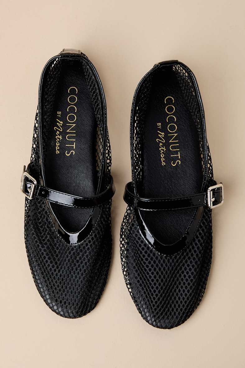 Nolita Black Mesh Buckle Ballet Flats