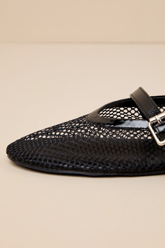 Coconuts By Matisse Nolita Black Mesh Buckle Ballet Flats In Black