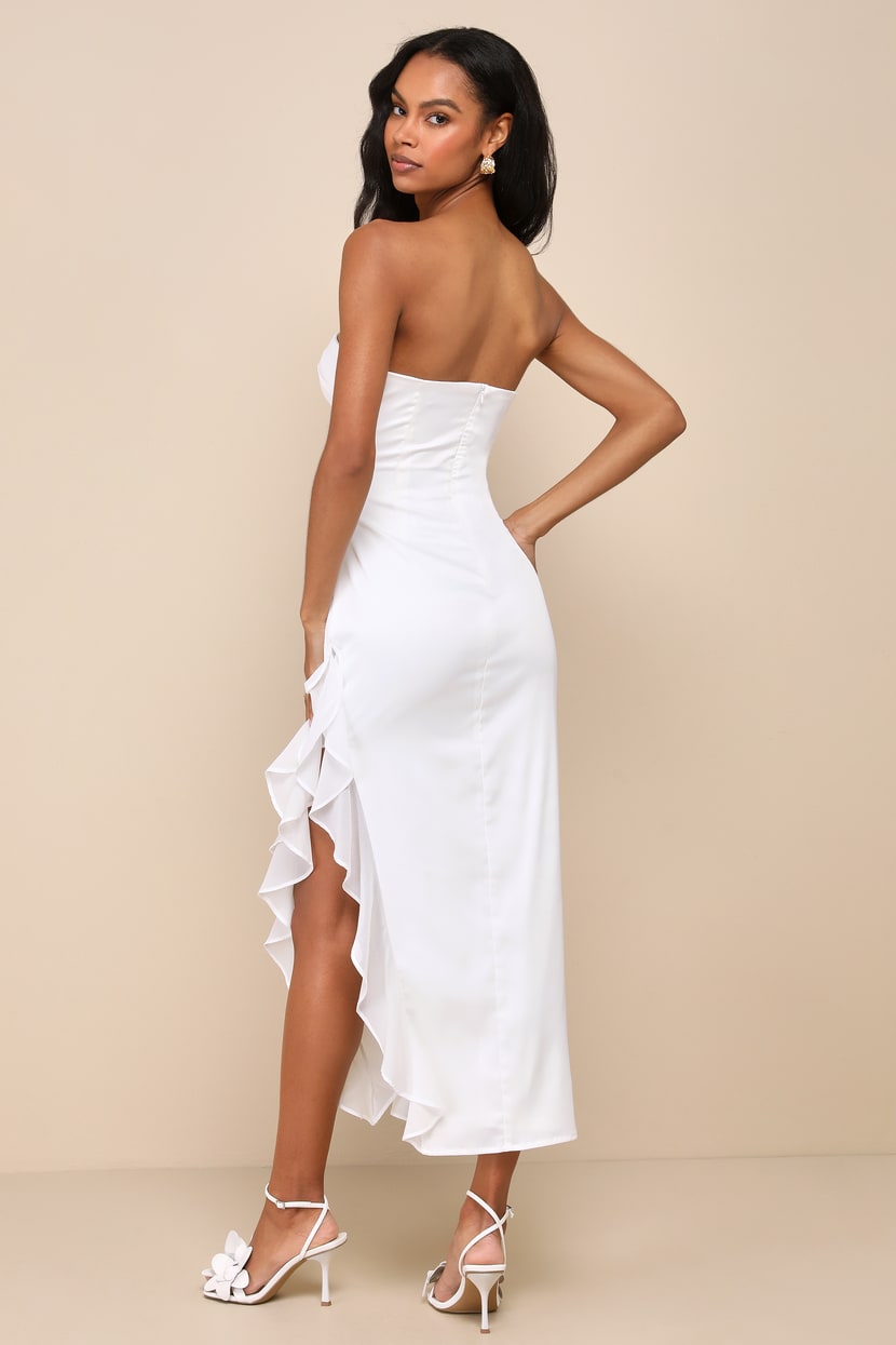 one shoulder long formal dress Adrianna Papell One-Shoulder Long Satin Crepe Mermaid Gown