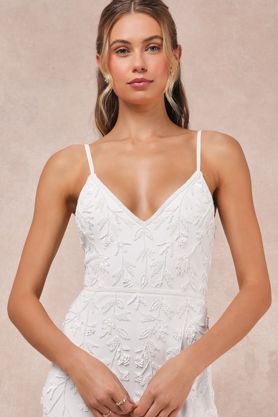 Shop Lulus Everlasting Vows White Beaded Sequin Mermaid Maxi Dress