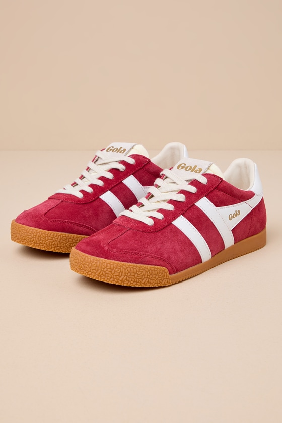 Elan Deep Red Color Block Suede Leather Sneakers 2