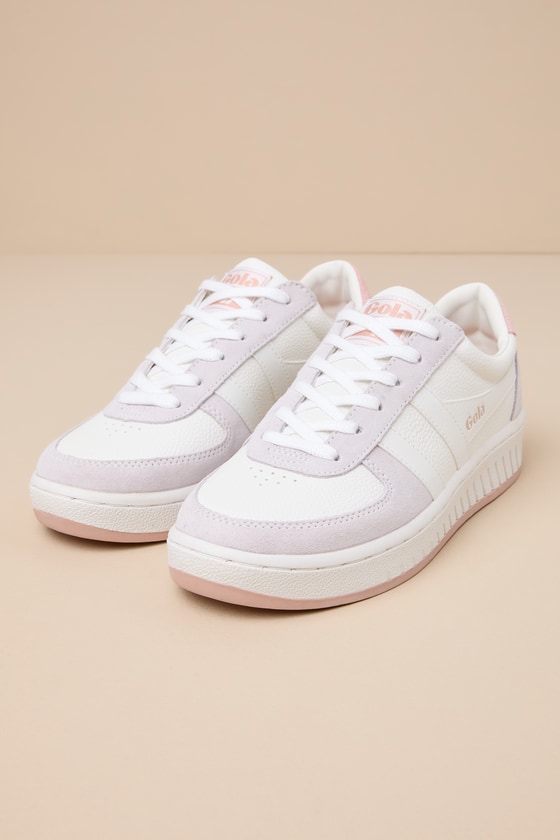 Shop Gola Grandslam '88 White And Pearl Pink Lace-up Sneakers