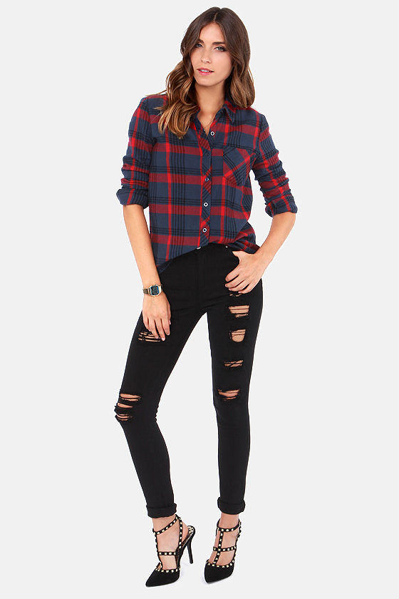 black distressed jeans women's high waisted