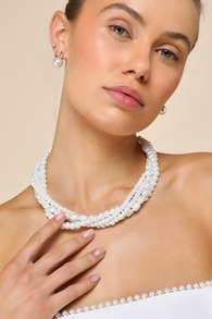 Exceptionally Poised White Pearl Layered Necklace