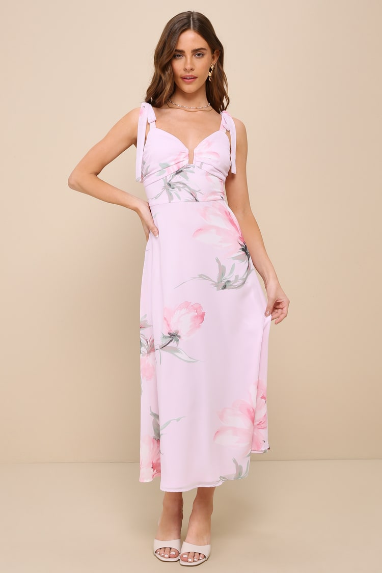 knee length dresses for ladies Brittany A-Line Midi Dress in Pink