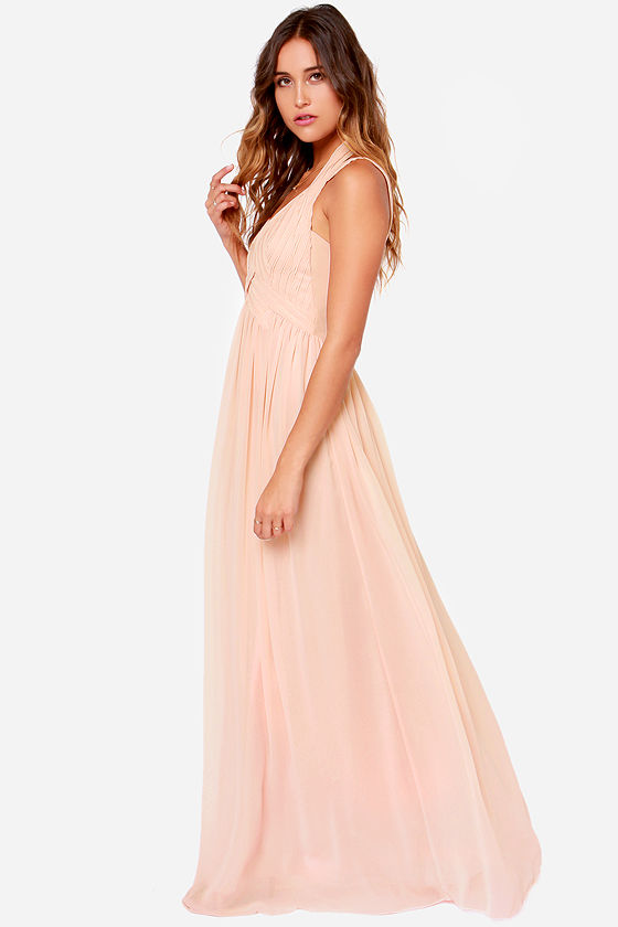 Maxi Dress - Backless Dress - Peach Dress - $88.00