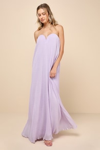 Perfect Always Lavender Textured Strapless Swing Maxi Dress