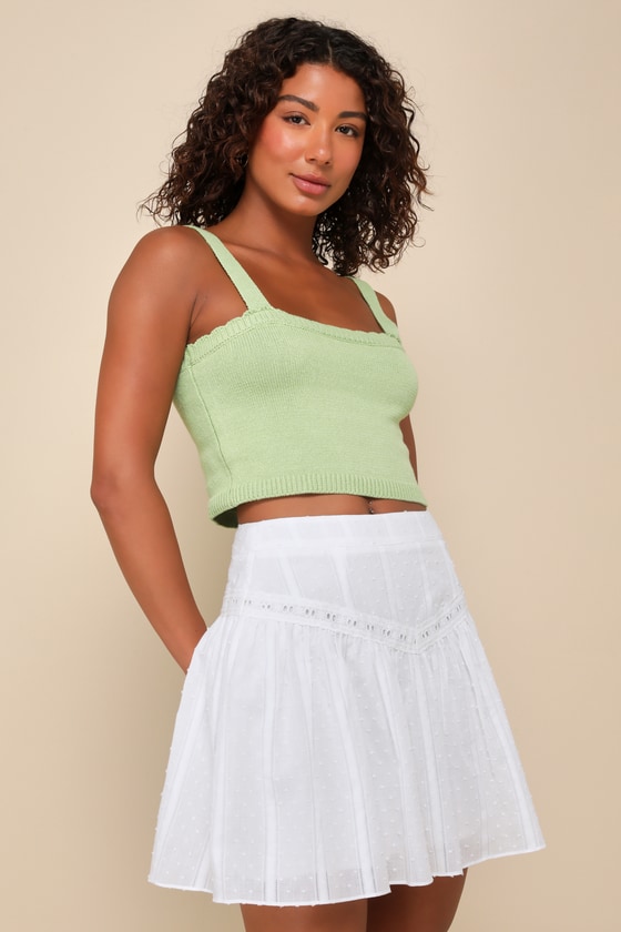 Ivory Cotton Skirt - Swiss Dot Skirt - Lace Mini Skirt - Skirt - Lulus