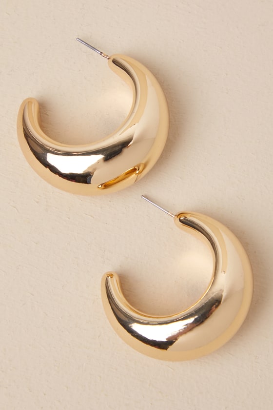 Statement-Making Moment Gold Chunky Puffy Hoop Earrings 4