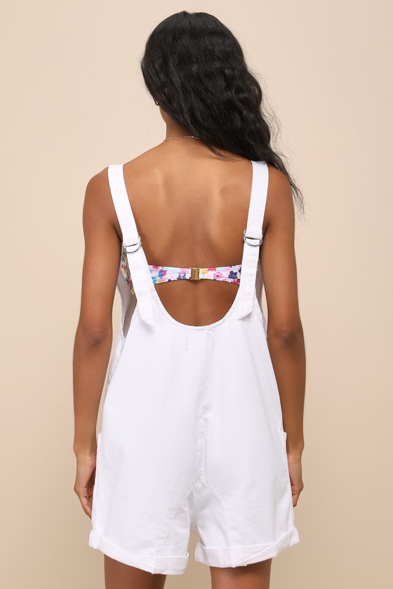 High Roller White Denim Shorteralls 3