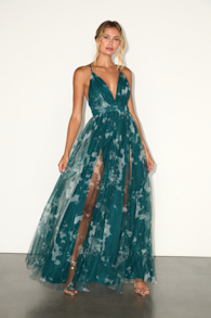 Elegant Moment Emerald Green Tie-Dye Backless Maxi Dress 1