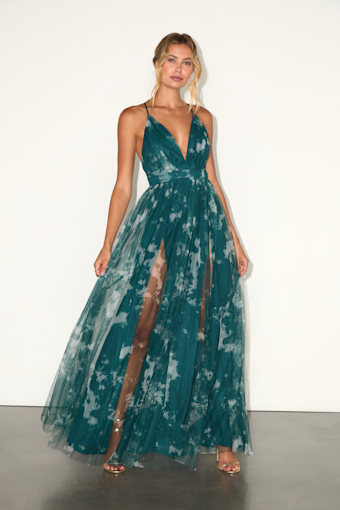 Elegant Moment Emerald Green Tie-Dye Backless Maxi Dress 1